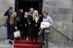 Amsterdam 3 februari 2018 
Prinses Beatrix viert haar 80e verjaardag in het paleis op de dam.  Koning Willem-Alexander en koningin Maxima arriveren met hun dochters, de prinsessen Amalia, Alexia en Ariane en hun aupair
