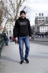 Amsterdam 9 maart 2018
Michel de man die een probleem heeft met Patricia Paay. Hij draagt een trui van eendevanger