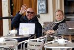Amsterdam 11 maart 2018   
Renee Soutendijk met haar man Thed Lensen op terras.