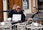 Amsterdam 11 maart 2018   
Renee Soutendijk met haar man Thed Lensen op terras.