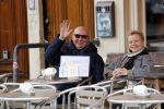 Amsterdam 11 maart 2018   
Renee Soutendijk met haar man Thed Lensen op terras.