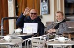 Amsterdam 11 maart 2018   
Renee Soutendijk met haar man Thed Lensen op terras.
