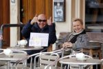 Amsterdam 11 maart 2018   
Renee Soutendijk met haar man Thed Lensen op terras.