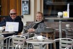 Amsterdam 11 maart 2018   
Renee Soutendijk met haar man Thed Lensen op terras.
