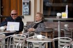 Amsterdam 11 maart 2018   
Renee Soutendijk met haar man Thed Lensen op terras.