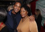 Amsterdam 14 februari 2019
Feestje voor de kluivert dog rescue foundation in het toppers cafe. Patrick Kluivert met moeder en tante