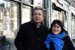 Amsterdam 9 maart 2019
Robert ten Brink en zijn vrouw Roos op de fiets in Amsterdam.