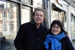 Amsterdam 9 maart 2019
Robert ten Brink en zijn vrouw Roos op de fiets in Amsterdam.