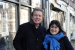 Amsterdam 9 maart 2019
Robert ten Brink en zijn vrouw Roos op de fiets in Amsterdam.