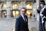 Amsterdam 14 januari 2020
Nieuwjaarsreceptie van Koningin Maxima en Koning Willem Alexander in het paleis op de dam. Hugo de Jonge met schoen van delfts blauw