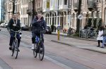 Amsterdam 20 februari 2021
Erwin Olaf met partner  op de fiets in Amsterdam zuid.