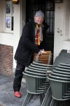 Amsterdam 4 maart 2021
Peter Faber zit elke ochtend tijdens corona bij cafe Kobalt op terras.