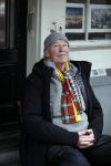 Amsterdam 4 maart 2021
Peter Faber zit elke ochtend tijdens corona bij cafe Kobalt op terras.