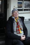 Amsterdam 4 maart 2021
Peter Faber zit elke ochtend tijdens corona bij cafe Kobalt op terras.