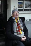 Amsterdam 4 maart 2021
Peter Faber zit elke ochtend tijdens corona bij cafe Kobalt op terras.
