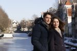 Amsterdam 12 februari 2021
Thierry Baudet en zijn verloofde Davide Heijmans bij de bevroren grachten in Amsterdam.