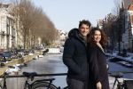 Amsterdam 12 februari 2021
Thierry Baudet en zijn verloofde Davide Heijmans bij de bevroren grachten in Amsterdam.