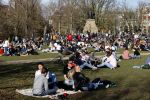 Amsterdam 24 februari 2021
Grote drukte in het vondelpark tijdens corona. Het was heerlijk weer met een zonnetje en een graad of 20.