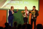 Schiphol 21 februari 2022
De olympische sporters en medaille winnaars komen terug uit Peking en worden gehuldigd in het Hilton Hotel. Antoinette de Jong met verloofde / vriend