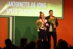 Schiphol 21 februari 2022
De olympische sporters en medaille winnaars komen terug uit Peking en worden gehuldigd in het Hilton Hotel. Antoinette de Jong met verloofde / vriend