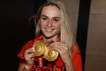 Schiphol 21 februari 2022
De olympische sporters en medaille winnaars komen terug uit Peking en worden gehuldigd in het Hilton Hotel. Irene Schouten