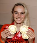 Schiphol 21 februari 2022
De olympische sporters en medaille winnaars komen terug uit Peking en worden gehuldigd in het Hilton Hotel. Irene Schouten