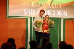 Schiphol 21 februari 2022
De olympische sporters en medaille winnaars komen terug uit Peking en worden gehuldigd in het Hilton Hotel. Irene Schouten met partner vriend Verloofde Dirkjan Mak