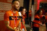 Schiphol 21 februari 2022
De olympische sporters en medaille winnaars komen terug uit Peking en worden gehuldigd in het Hilton Hotel. Kjeld Nuis