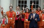 Den Haag 22 februari 2022
De nederlandse medaille winnaars zijn te gast bij Koning Willem Alexander en Koningin Maxima op paleis Noordeinde. Aanwezig oa Irene Schouten Suzanne Schulting Ireen Wust Thomas Krol Antoinette de Jong Marijke Groenewoud Selma Poutsma Yara v kerkhof Xandra Velzeboer Kimberley Bos Patrick Roest en Kjeld Nuis