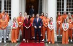 Den Haag 22 februari 2022
De nederlandse medaille winnaars zijn te gast bij Koning Willem Alexander en Koningin Maxima op paleis Noordeinde. Aanwezig oa Irene Schouten Suzanne Schulting Ireen Wust Thomas Krol Antoinette de Jong Marijke Groenewoud Selma Poutsma Yara v kerkhof Xandra Velzeboer Kimberley Bos Patrick Roest en Kjeld Nuis