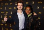 Hilversum 25 januari 2024
Uitreiking Radioring 2024 in de Vorstin . Titus van Dijk en  Mandy Woelkens tijdens het Gouden RadioRing Gala, waar Door de Ogen van de Koning winnaar is geworden van de Radioring Beste Podcas