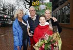 Hilversum 29 februari 2024
Presentatie Billboard van Rudolph v Veen die 40 jaar kok is . Rudolph v Veen met zijn vrouw  zoon en Irene Moors