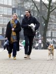 Amsterdam 31 januari 2026
Mark Baanders met zijn hond en een vriendin op straat in Amsterdam zuid .