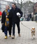 Amsterdam 31 januari 2026
Mark Baanders met zijn hond en een vriendin op straat in Amsterdam zuid .