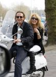 Amsterdam 25 april 2010
Patricia Paay staat doodsangsten uit bij Nicky v Dam achter op zijn vespa scooter.
Peter Smulders bv