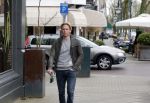 Amsterdam 19 april 2013
Ajax speler Christian Poulsen met zijn vrouw op de cornelis schuytstraat.
Peter Smulders bv