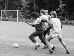 Eindhoven, 2 Augustus 1985 
Ruud Gullit zijn eerste training bij PSV
met o.a. Jan Reker en Hans Kraaij Sr.
Foto Peter Smulders BV