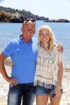 Ibiza 2 mei 2013
Sonja Bakker met man jan Reus en zoontje Bram op het strand op ibiza.
Peter Smulders bv