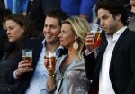 Eindhoven 18 april 2015
PSV_ Heerneveen 4-1 . Psv kampioen. Pieter v d Hoogenband en zijn nieuwe vriendin Marie JosÃ© Crooijmans verliefd op de tribune.