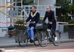 Amsterdam 28 april 2015
Rolf Snoeren (Viktor&Rolf) met zijn partner fietsend door amsterdam
