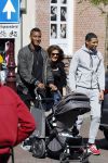 Amsterdam 14 april 2015
Sunnery James en zijn moeder met vrienden achter de kinderwagen op de cornelis schuytstraat