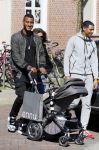 Amsterdam 14 april 2015
Sunnery James en zijn moeder met vrienden achter de kinderwagen op de cornelis schuytstraat