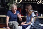 Amsterdam 13 april 2015
Wim Kieft met (ex)vriendin suzanne Martens en hun dochtertje op terras.