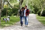 Amsterdam 14 mei 2016
Martijn Krabbe en zijn vriendin Noi Pakon aan het wandelen met de hond in het park.
