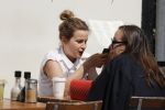 Amsterdam 12 mei 2016
Een zwangere Victoria Koblenko op terras met een vriendin.