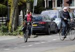 Amsterdam 29 april 2017  
Carolien v d Berg met vriend op de fiets in Amsterdam zuid