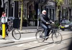 Amsterdam 29 april 2017  
Carolien v d Berg met vriend op de fiets in Amsterdam zuid