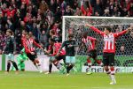 Eindhoven,23 April 2017 PSV-AJAX Seizoen 2016/2017, eindstand 1-0
Blijdschap bij Jurgen Locadia na een mooie vrije trap waardoor de stand op 1-0 komt