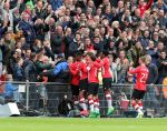Eindhoven,23 April 2017 PSV-AJAX Seizoen 2016/2017, eindstand 1-0
Blijdschap bij Jurgen Locadia na een mooie vrije trap waardoor de stand op 1-0 komt