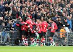 Eindhoven,23 April 2017 PSV-AJAX Seizoen 2016/2017, eindstand 1-0
Blijdschap bij Jurgen Locadia na een mooie vrije trap waardoor de stand op 1-0 komt